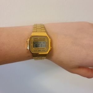 Casio a168 stainless steel,Unisex,Gold